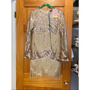 Prettylittlething Sequin Fringed Mini Dress